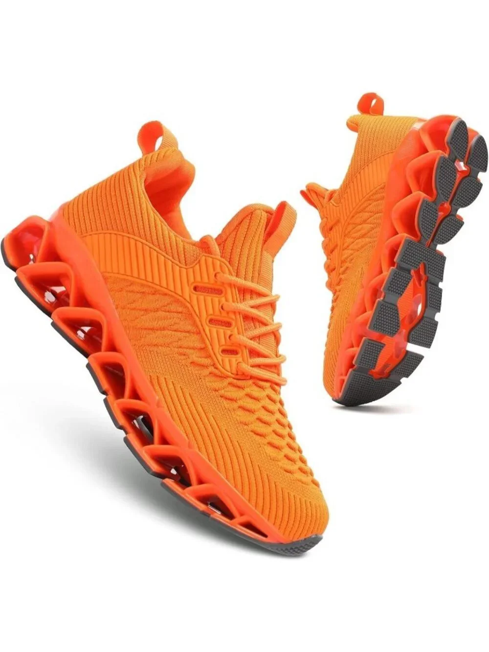 Women's Orange Blade Mesh Comfort Non Slip Athletic Slip on Soft Sneaker Shoes